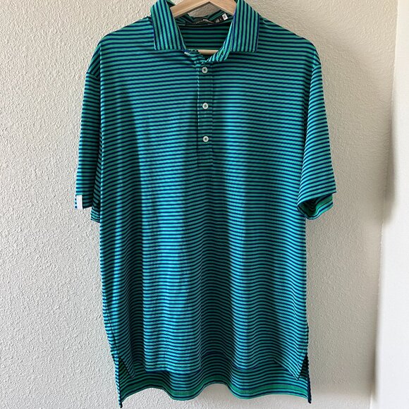 Ralph Lauren X RLX Green Striped Polo Shirt Size L Style 0200011844